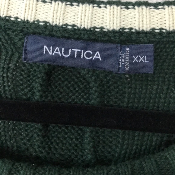 Nautica Green Crew Neck Cable Knit Sweater XXL - Picture 3 of 7